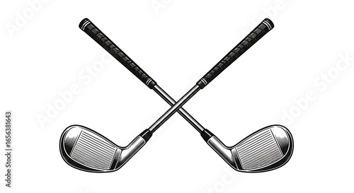 Two Crossed Golf Clubs on White Background sport equipment
