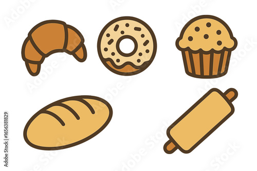 Assorted Baked Goods and Rolling Pin Icons