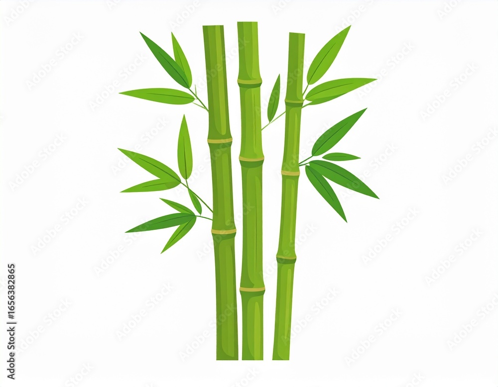 Fototapeta premium Lush Green Bamboo Illustration Nature's Serenity in Vibrant Detail