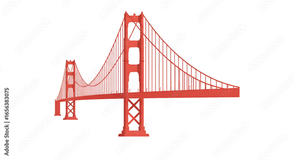 Fototapeta premium Golden Gate Bridge Minimal Vector Side View