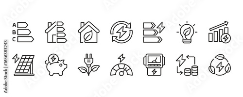 Energy Efficiency Icon Set. Vector Graphic Illustration.