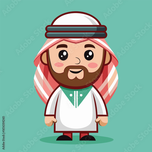 Charming Cartoon Arab Man in Traditional Clothing