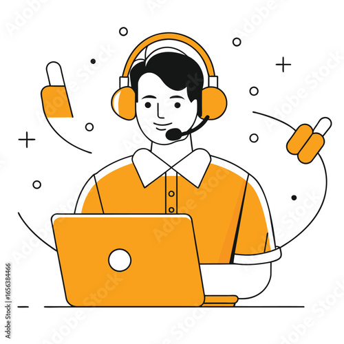  call center business illustration of a man 