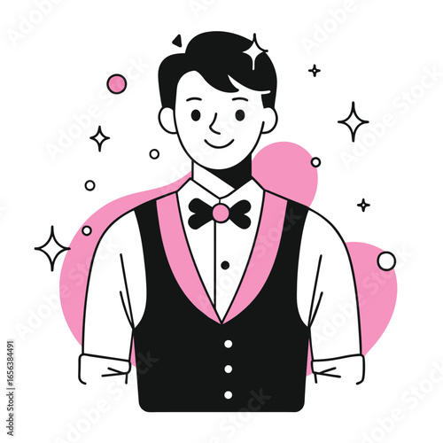 waiter business illustration of a man 