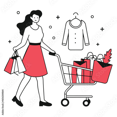  shopping business illustration of a woman 