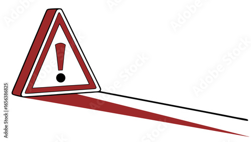 Cartoon Warning Triangle Sign with Exclamation Mark.