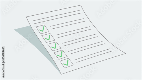 Checklist Paper with Multiple Green Checkmarks.