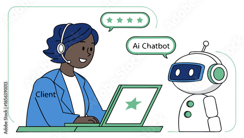 Client Interacting with AI Chatbot on Laptop 1.