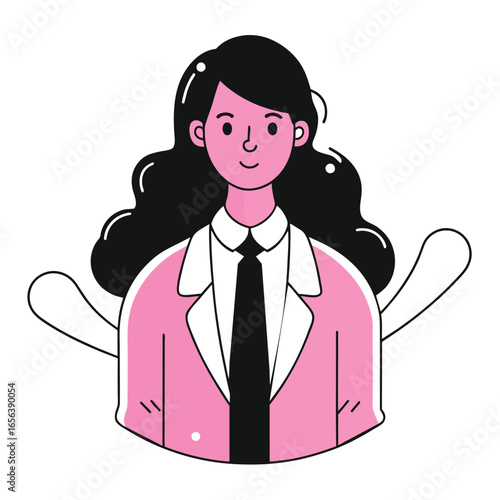Confident Businesswoman Portrait Illustration