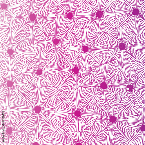 simple pink flower pattern, lino cut, hand drawn, fine art, line art, repetitive, flat vector art, hypnotic