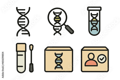 DNA genetic analysis icons