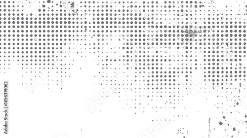 Halftone grunge dot texture. Distressed halftone pattern with vintage worn overlay. Retro dotted background for creative artwork and design