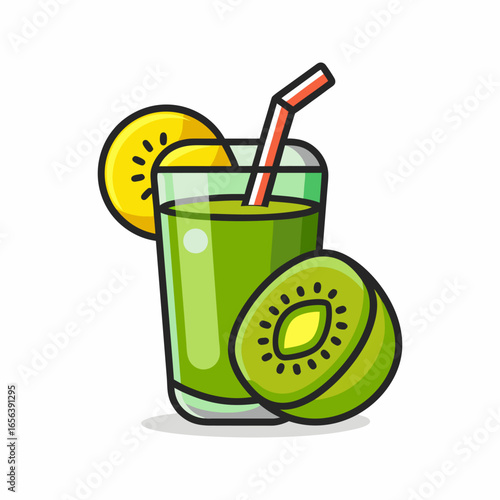 Refreshing Kiwi Juice.  A Healthy and Delicious Drink