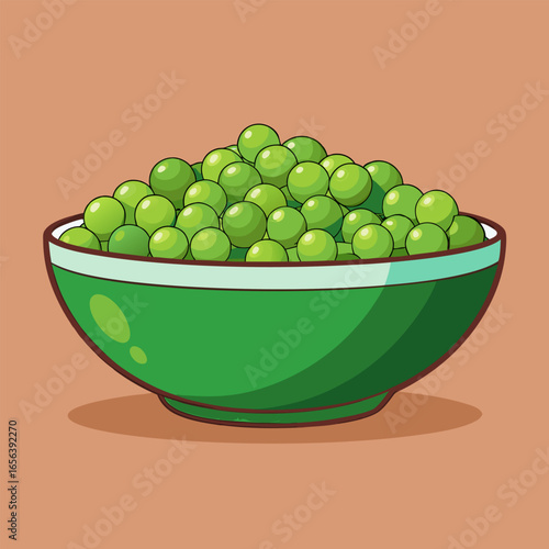 Green Peas in a Green Bowl.  A Fresh and Healthy Food Image