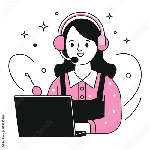 hard worker business illustration of a woman