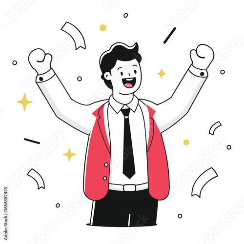 happily surprised business illustration of a man