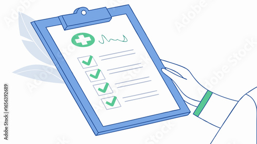 Medical Clipboard with Checklist and Green Checkmarks.