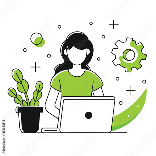  coding business illustration of a woman 