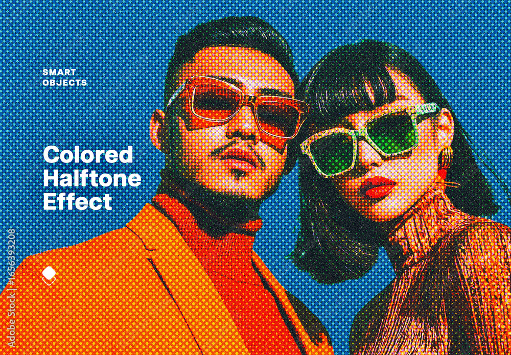 Image Half Color Colored Halftone Photo Effect Mockup Stock Template | Adobe Stock