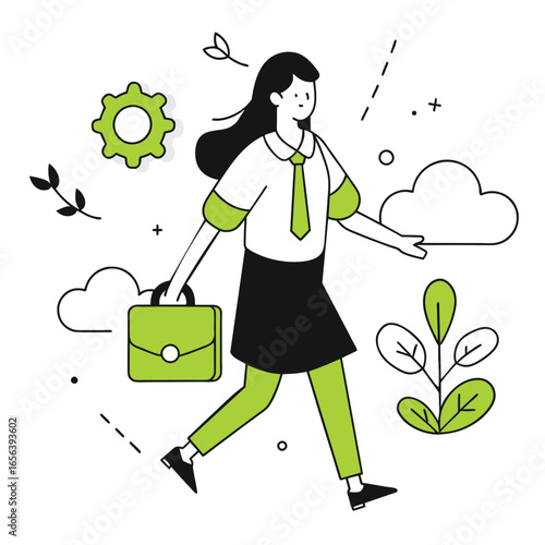  going to school business illustration woman 