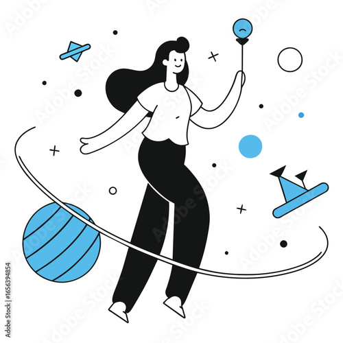  tightrope walker business illustration woman 