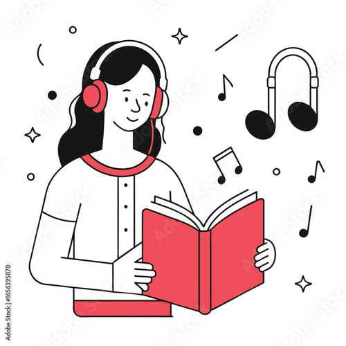  audio book business illustration of a woman 