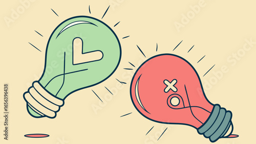 Creative Idea Lightbulb and Failed Idea Lightbulb.