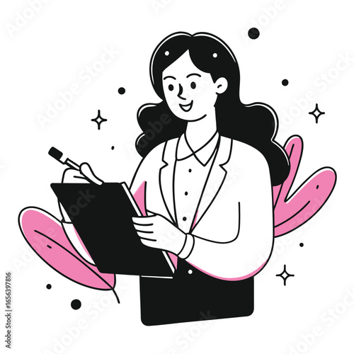 taking notes business illustration of a woman
