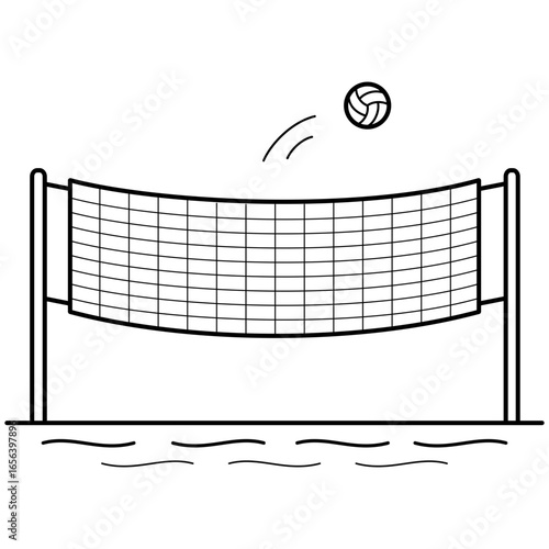 Volleyball court. Vector outline icon.
