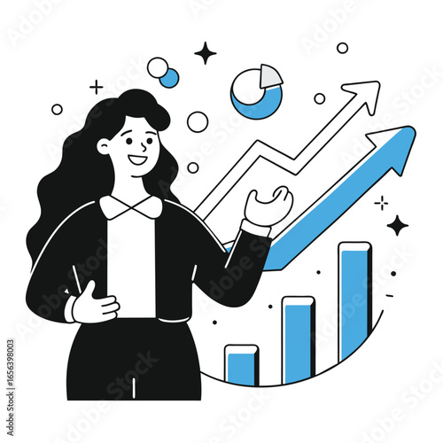 growth business illustration of a woman