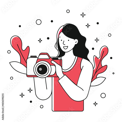 taking pictures business illustration woman
