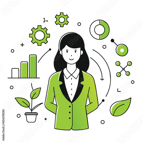 mention business illustration of a woman