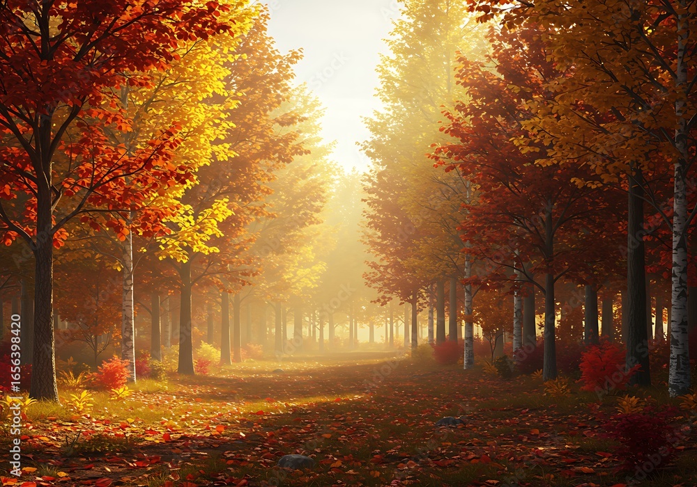 Fototapeta premium 黄金の霧の道