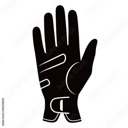 Black and white silhouette vector of golf glove on white background