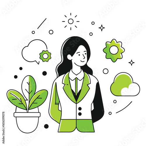 dreaming business illustration of a woman