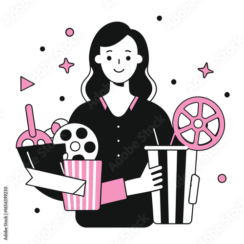 movie time business illustration of a woman