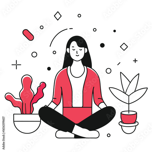 relaxing business illustration of a woman