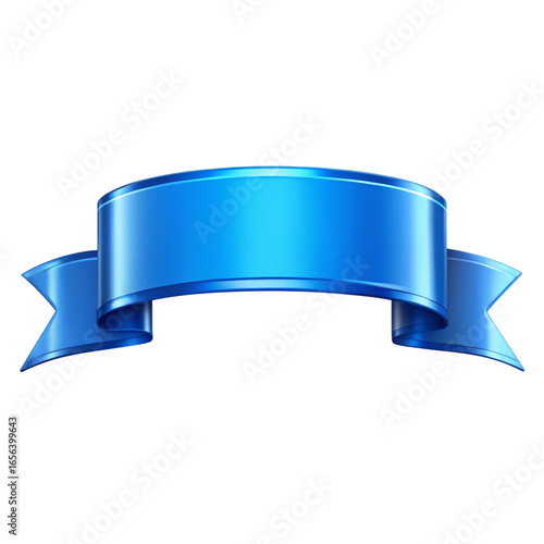 Glossy Blue Ribbon Banner Design on Transparent Background for Design Use