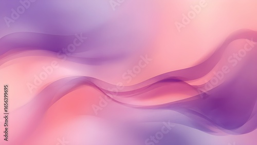 Abstract gradient digital artwork with flowing purple pink and orange hues smooth wave design,modern background texture and harmonious motion.