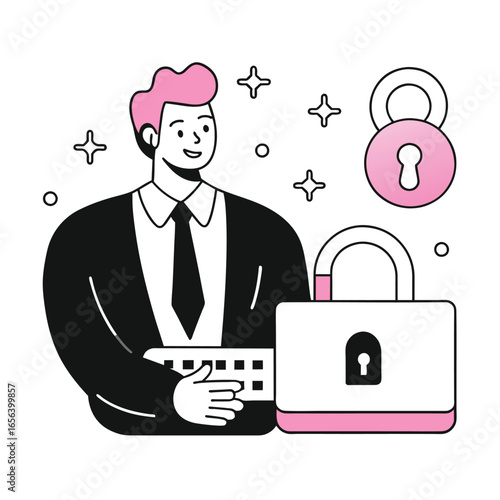 incorrect password business illustration man