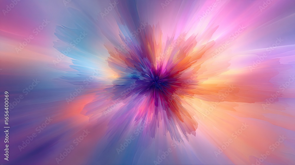 Fototapeta premium Colorful burst of light and energy expanding outward, vibrant and dynamic