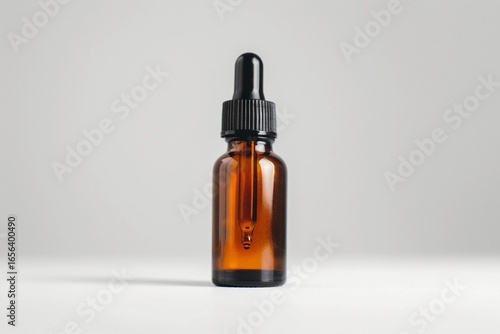 Wallpaper Mural Brown glass dropper bottle containing liquid placed on a minimalistic background Torontodigital.ca
