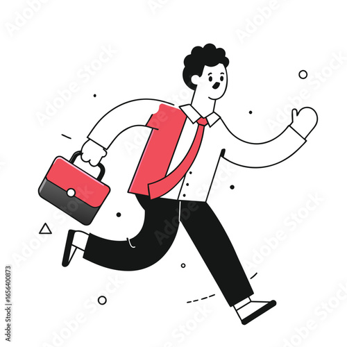  running late business illustration of a man