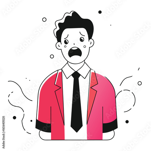 sadly surprised business illustration of a man