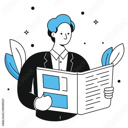  newspaper business illustration of a man  