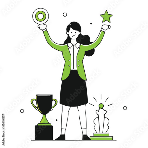 achievement business illustration of a woman