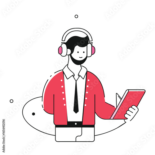 man listening music