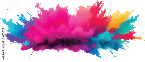 Colorful powder explosion isolated on white background isolated on transparent background