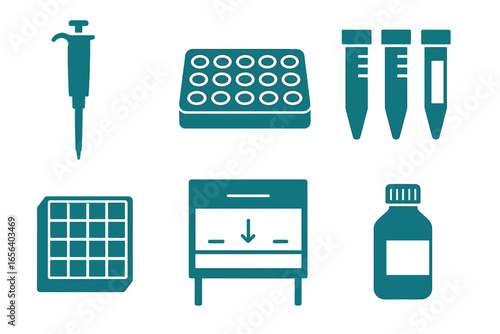 Laboratory Equipment Icons for Science and Research