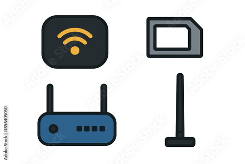 Wireless Router and SIM Card Icons